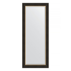 Зеркало с фацетом в багетной раме Evoform - черное дерево с золотом 71 mm 59x144 cm