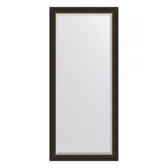 Зеркало с фацетом в багетной раме Evoform - черное дерево с золотом 71 mm 74x164 cm