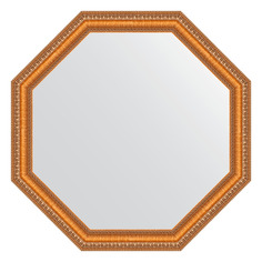 Зеркало в багетной раме Evoform - золотые бусы на бронзе 60 mm 66x66 cm
