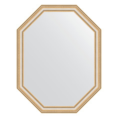 Зеркало в багетной раме Evoform - золотые бусы на серебре 60 mm 71x91 cm