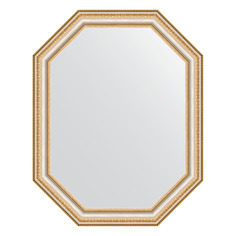Зеркало в багетной раме Evoform - золотые бусы на серебре 60 mm 56x71 cm