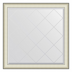 Зеркало в багетной раме Evoform Exclusive-G белая кожа 104х104 см (BX 4575)