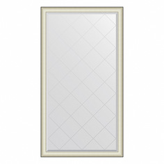 Зеркало в багетной раме с гравировкой Evoform Exclusive-G белая кожа 109х200 см (BX 6394)
