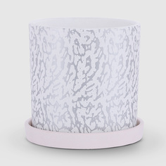 Бетонный горшок с поддоном Композит Шарм белый с серебряным 15 см