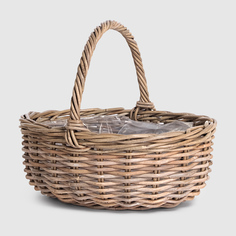 Классическое кашпо Van der leeden Rattan серое 46х39х18см (901440)