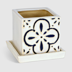 Горшок Viet Thanh для цветов с поддоном орнамент d20 белый