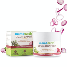 Маска для волос Mamaearth Onion Oil & Organic Bamboo Vinegar, луковая для ускорения роста и против выпадения волос, 200 мл