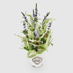 Композиция Конэко-О из лаванды искусственной в керамическом кашпо 50 см