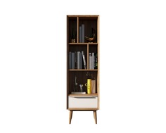 Узкий стеллаж bruni white (etg-home) коричневый 45x150x30 см.