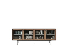 Комод с четыремя стеклянными дверками emerson (etg-home) коричневый 190x70x45 см.