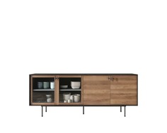 Комод со стеклянными и глухими дверками emerson (etg-home) коричневый 190x75x45 см.