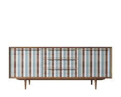 Комод bruni print 1 с тремя ящиками и дверками (etg-home) коричневый 180x75x45 см.