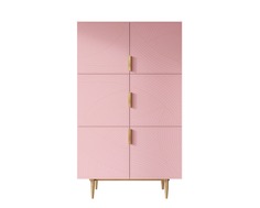 Большой комод с шестью дверками line (etg-home) розовый 100x170x45 см.