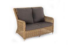 Диван двухместный из искусственного ротанга гляссе (outdoor) коричневый 130x98x90 см.