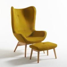 Кресло с подставкой для ног crueso (laredoute) желтый 76x117x85 см.