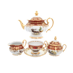 Чайный сервиз на 6 персон aristokrat охота красная (queen s crown) мультиколор