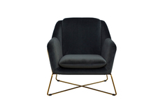 Кресло на металлическом каркасе велюровое серо-зеленое (garda decor) черный 87x80x75 см.