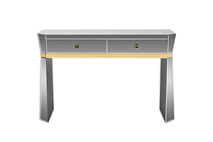 Консоль 2 ящика с золотистой отделкой (garda decor) серый 120x79x42 см.