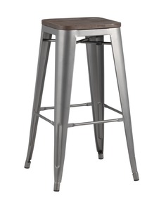 Стул барный tolix wood (stoolgroup) серебристый 43x77x43 см.