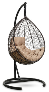 Подвесное кресло-кокон sevilla comfort коричневое с бежевой подушкой (лаура) коричневый 105x195x105 см. Laura