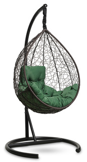 Подвесное кресло-кокон sevilla comfort коричневое с зеленой подушкой (лаура) коричневый 105x195x105 см. Laura