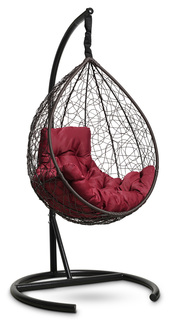 Подвесное кресло-кокон sevilla comfort коричневое с бордовой подушкой (лаура) коричневый 105x195x105 см. Laura