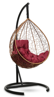 Подвесное кресло-кокон sevilla comfort горячий шоколад с бордовой подушкой (лаура) коричневый 105x195x105 см. Laura