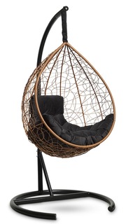 Подвесное кресло-кокон sevilla comfort горячий шоколад с черной подушкой (лаура) коричневый 105x195x105 см. Laura