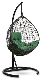 Подвесное кресло-кокон sevilla comfort черное с зеленой подушкой (лаура) черный 105x195x105 см. Laura