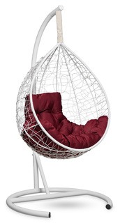 Подвесное кресло-кокон sevilla comfort белое с бордовой подушкой (лаура) белый 105x195x105 см. Laura