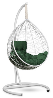 Подвесное кресло-кокон sevilla comfort белое с зеленой подушкой (лаура) белый 105x195x105 см. Laura