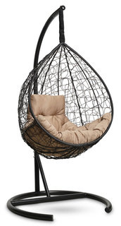 Подвесное кресло-кокон sevilla comfort черное с бежевой подушкой (лаура) черный 105x195x105 см. Laura