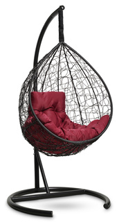 Подвесное кресло-кокон sevilla comfort черное с бордовой подушкой (лаура) черный 105x195x105 см. Laura