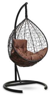Подвесное кресло-кокон sevilla comfort черное с коричневой подушкой (лаура) черный 105x195x105 см. Laura