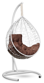 Подвесное кресло-кокон sevilla comfort белое с коричневой подушкой (лаура) белый 105x195x105 см. Laura