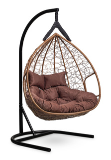 Подвесное двухместное кресло-кокон fisht горячий шоколад с коричневой подушкой (лаура) коричневый 120x195x110 см. Laura