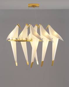 Подвесной светодиодный светильник origami birds (moderli) золотой 66x90x66 см.
