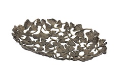 Блюдо декоративное гинкго (garda decor) бронзовый 53x8x31 см.