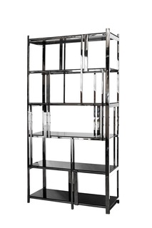Стеллаж с черным стеклом (garda decor) черный 100x200x38 см.