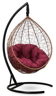 Подвесное кресло sevilla verde горячий шоколад с бордовой подушкой (лаура) коричневый 110x195x110 см. Laura