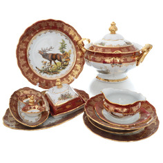 Столовый сервиз на 6 персон aristokrat охота красная (queen s crown) красный