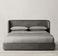 Кровать alessia leather (idealbeds) серый 174x120x214 см.