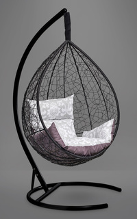 Подвесное кресло-кокон sevilla elegant черное с шоколадной/серой подушкой (лаура) черный 110x195x110 см. Laura
