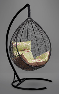 Подвесное кресло-кокон sevilla elegant черное с коричневой/зеленой подушкой (лаура) черный 110x195x110 см. Laura