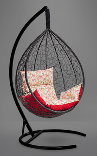 Подвесное кресло-кокон sevilla elegant черное с красной/розовой подушкой (лаура) черный 110x195x110 см. Laura