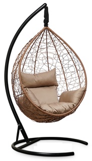 Подвесное кресло-кокон sevilla горячий шоколад с бежевой подушкой (лаура) коричневый 110x195x110 см. Laura