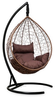 Подвесное кресло-кокон sevilla горячий шоколад с коричневой подушкой (лаура) коричневый 110x195x110 см. Laura