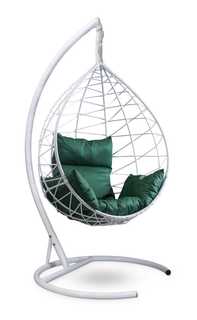 Подвесное кресло-кокон alicante белое с зеленой подушкой (лаура) белый 110x195x110 см. Laura