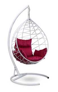 Подвесное кресло-кокон alicante белое с бордовой подушкой (лаура) белый 110x195x110 см. Laura