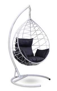 Подвесное кресло-кокон alicante белое с черной подушкой (лаура) белый 110x195x110 см. Laura